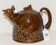 STONE'S BRISTOL POTTERY "Kangaroo" teapot with brown glaze, early 20th century, impressed oval mark to base, 13cm high, 18cm wide - 3