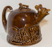 STONE'S BRISTOL POTTERY "Kangaroo" teapot with brown glaze, early 20th century, impressed oval mark to base, 13cm high, 18cm wide - 5