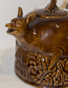 STONE'S BRISTOL POTTERY "Kangaroo" teapot with brown glaze, early 20th century, impressed oval mark to base, 13cm high, 18cm wide - 7