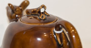 STONE'S BRISTOL POTTERY "Kangaroo" teapot with brown glaze, early 20th century, impressed oval mark to base, 13cm high, 18cm wide - 8