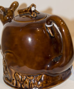 STONE'S BRISTOL POTTERY "Kangaroo" teapot with brown glaze, early 20th century, impressed oval mark to base, 13cm high, 18cm wide - 9