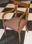 A fine Colonial carver chair, cedar with later brown leather upholstery, New South Wales origin, circa 1835, 51cm across the arms - 2