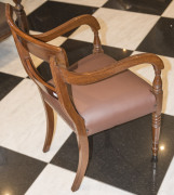 A fine Colonial carver chair, cedar with later brown leather upholstery, New South Wales origin, circa 1835, 51cm across the arms - 4