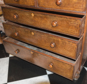 A stunning and early Colonial chest of drawers, full cedar construction with rare Greek key inlay top and drawer fronts, plus inlaid wooden escutcheons. Sydney, New South Wales origin, circa 1825. This piece is obviously a Sheraton inspired design with th - 7