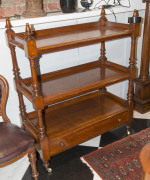 An antique Australian cedar dumbwaiter with ring turned columns and single drawer, circa 1850, 130cm high, 106cm wide, 50cm deep - 2