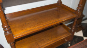 An antique Australian cedar dumbwaiter with ring turned columns and single drawer, circa 1850, 130cm high, 106cm wide, 50cm deep - 5