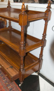 An antique Australian cedar dumbwaiter with ring turned columns and single drawer, circa 1850, 130cm high, 106cm wide, 50cm deep - 8