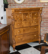 An impressive huon pine chest of 8 drawers with full length carved corbels, Melbourne, Victorian origin, circa 1885, ​144cm high, 121cm wide, 59cm deep - 2