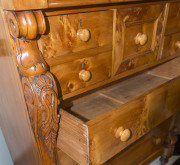 An impressive huon pine chest of 8 drawers with full length carved corbels, Melbourne, Victorian origin, circa 1885, ​144cm high, 121cm wide, 59cm deep - 6