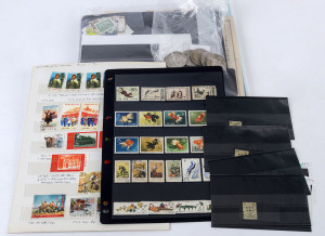 CHINA: 1890s-1990s accumulation including 1895 Foochow Municipal Post issues, 1897 2c on 2ca Dowager (3, different ovpt settings), 1938-41 $5 Sun Yat-sen imperforate pair, 1970 8f Army Scout (5) unused, 1971 8f Workers (3) unused, other useful pickings plus the usual reprints, few Japan, etc; mixed condition; also coins with 7 "silver" Yuans and single Tael, all of which appear to be restrikes/counterfeits. Worthy of close inspection. (100s)