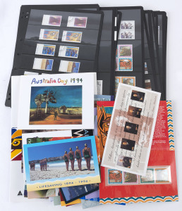 AUSTRALIA: Decimal Issues: POSTAGE: 1994-1996 era issues with blocks of 4, (values to $5) multiples and stamp packs (including 1996 AFL Centenary booklet pack) and few booklets; also range of CTO sets; Face value (ex CTO) - $550+. (100s)