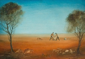 KEVIN CHARLES (PRO) HART (1928 - 2006) Drought, oil on canvas, signed at base, 25.5 x 36cm.