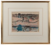 WILLIAM MERRIC (MERRIC) BOYD (1888 - 1959), Untitled (farm by a stream), pencil and crayon on paper, signed and dated 1949 lower right, 18 x 24.5cm. - 2