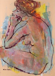 LOUIS KAHAN (1905 - 2002), Nude, oil on board, signed lower left, 74 x 54cm.