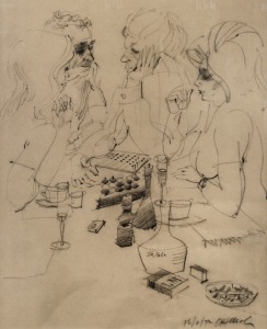 CHARLES BILLICH (b.1934), Concentration, charcoal on paper, signed and dated 18/3/74, lower right, 60 x 48cm.