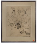 CHARLES BILLICH (b.1934), Concentration, charcoal on paper, signed and dated 18/3/74, lower right, 60 x 48cm. - 2