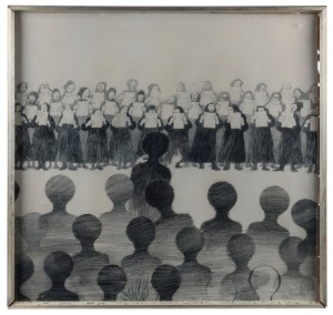 CHARLES BILLICH (b.1934), The Choir, charcoal on paper, signed and dated 1973, lower right, 71 x 71cm.