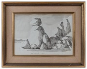 GEORGE RUSSELL (Russell) DRYSDALE (1912 - 81), Rocks at Gallery Hill, ink and watercolour, titled, initialled "R.D." and dated '61 in lower margin, 34 x 48cm. With original Tasmanian Art Society Exhibition label verso. - 2