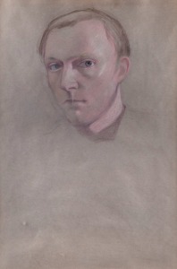 JOHN MONEY (born 1953), Portrait of David Milne, pencil and crayon, 66 x 44cm. Provenance: Gifted to Martin Sachs by David Milne.