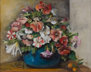 DORYS RAYNOR, Colour Parade (still life with flowers), oil on board, signed and dated 1986 lower left, 40 x 50cm.