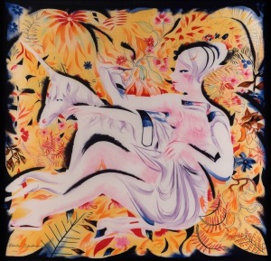 CHARLES RAYMOND BLACKMAN (1928 - 2018), Magic Unicorn, Silkscreen on silk scarf, 1982, 20/500 from a limited edition, signed lower left in plate and printed on the certificate,