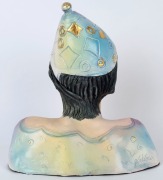 SANDY CALDOW (b.1961), Sad female Clown, terracotta with glaze, paint and gilt highlights, signed and dated 2004 (behind right shoulder), height 39cm. - 2