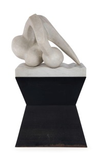 JOEL ELENBERG (1948 - 80) Untitled, marble on marble base, raised on a custom-built steel base, engraved "ELENBERG" on side, height: 62cm, width: 71cm, height of base: 75cm. (overall height: 137cm)