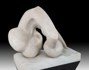 JOEL ELENBERG (1948 - 80) Untitled, marble on marble base, raised on a custom-built steel base, engraved "ELENBERG" on side, height: 62cm, width: 71cm, height of base: 75cm. (overall height: 137cm) - 4