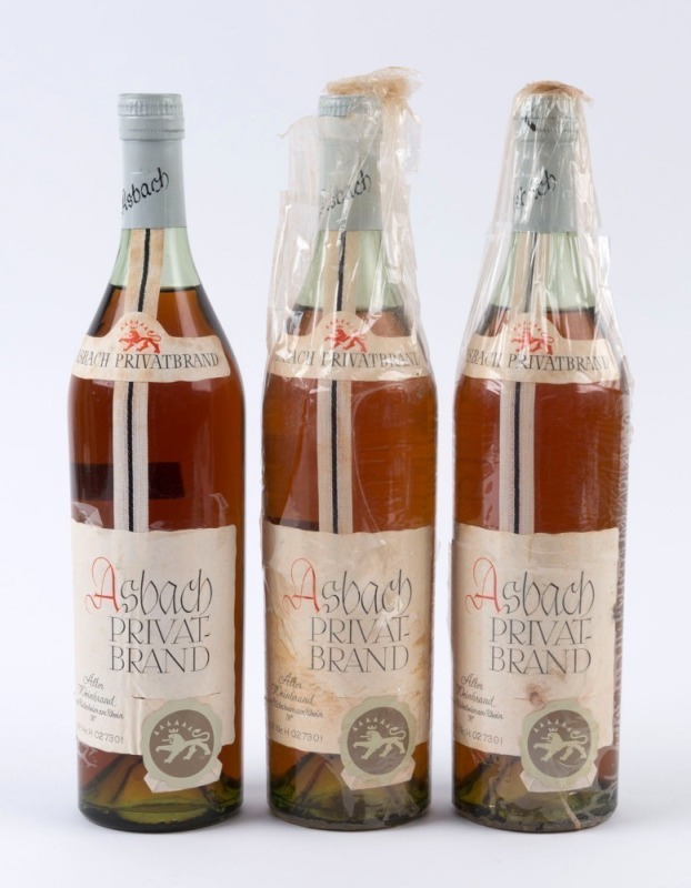 BRANDY: Asbach Privat-Brand, 8 year-old wine barrel matured brandy, 700ml, 1970s, (3 bottles).