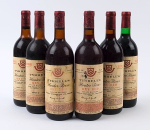 TYRRELL'S:  1967 Dry Red Vat 11 (1 bottle), 1968 Dry Red Vat 8 (1 bottle), 1968 Dry Red Vat 9  (1 bottle), 1969 Dry Red Vat 9 (1 bottle), 1969 Dry Red Vat 42 (2 bottles). Total: 6 bottles. 