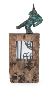 Artist Unknown The escape bronze and timber, 60cm height overall.