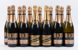 Deakin Estate Brut Sparkling Chardonnay Pinot Noir NV, Redcliffs, Victoria (10 bottles); plus Lindauer Brut Sparkling Wine, New Zealand (2 bottles). Total: 12 bottles.