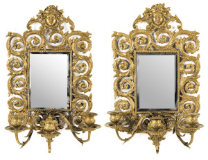 A pair of French gilt metal wall sconces, 19th century, 45cm high