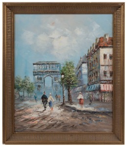 Artist Unknown, Paris street scene, oil on canvas, 51 x 42cm.