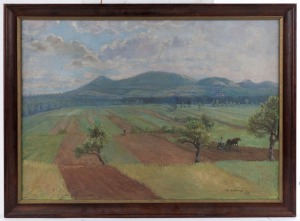 J. SEKENY Farming scene, oil on canvas, signed and dated '47 lower right, 48 x 67cm.