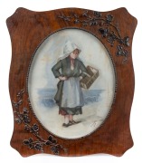 M. FRISWELL The Fishermaid, watercolour, signed and dated "8-11-10" lower right, oval image in decorative Edwardian frame, 65 x 55cm (overall).