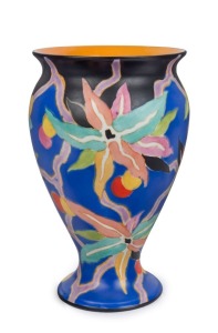 CARLTON WARE "Stellata" pattern Art Deco English porcelain vase, circa 1930, blue factory mark "Carlton Ware, Made In England, Trade Mark, Handcraft", 24.5cm high