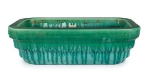 MELROSE WARE green glazed pottery trough, stamped "Melrose Ware, Australian", 10cm high, 33.5cm wide