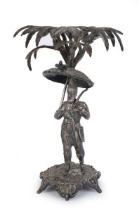 An antique silver plated figural stand, 19th century, 20cm high
