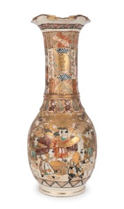 SATSUMA export ware pottery mantel vase, Meiji Period, 39cm high