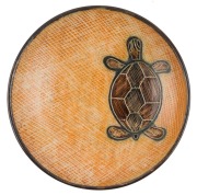 CARL COOPER Australian pottery dish with turtle decoration, incised "Carl Cooper, 1965, Australia", 15cm diameter