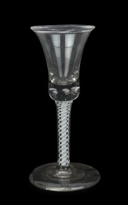 A Georgian spirit glass with white double air twist stem, 18th century, 15cm high