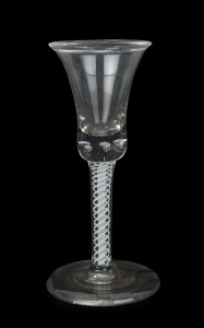 A Georgian spirit glass with white double air twist stem, 18th century, ​15cm high
