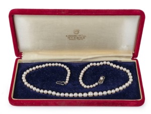 MIKIMOTO Japanese cultured pearl necklace with sterling silver clasp, in original fitted box, 20th century, 49cm long