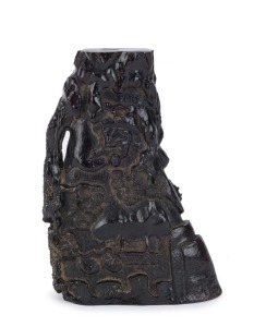 A Chinese libation cup, carved buffalo horn, 19th century, ​16.5cm high