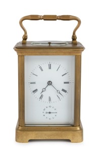 Antique French carriage clock with push button repeat and alarm, 19th century, ​17cm high