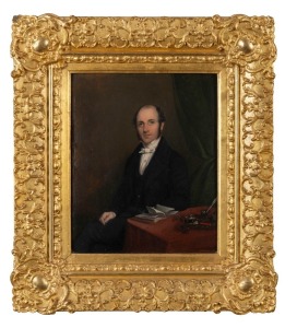 ARTIST UNKNOWN (19th century), portrait of a seated gent, signed lower right (illegible) and dated 1841, housed in a fine restored period gilt frame, ​27 x 22cm, 44 x 40cm overall