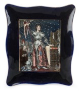 SARREGUEMINES "JOAN OF ARC" antique French porcelain wall plaque, 19th/20th century, ​45 x 37cm