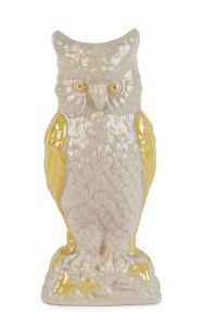 BELLEEK Irish porcelain owl vase, 20th century, brown factory mark to base, 21cm high
