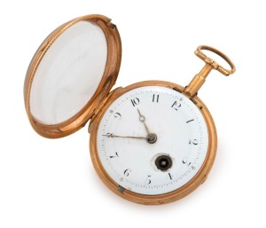 An antique English gold cased pocket watch with fusee movement by WILLIAM HOUGH of Portsmouth, early 19th century, ​6.5cm high overall